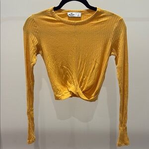 Yellow Long Sleeve Twist Front Top